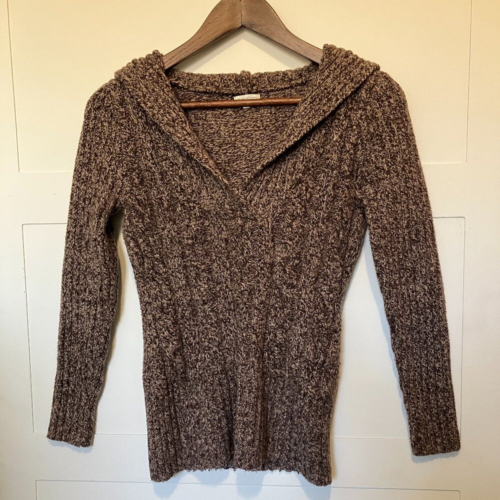 Maurices Hooded Sweatshirt Cocoa Brown Women's Small‎ Cozy Cable Knit Minimalist